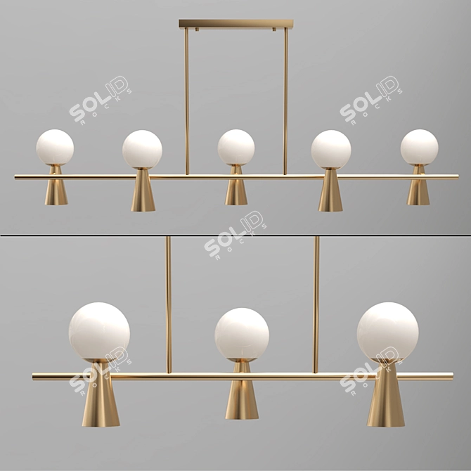 Elegant Cone & Ball Rack Luminaire 3D model image 3