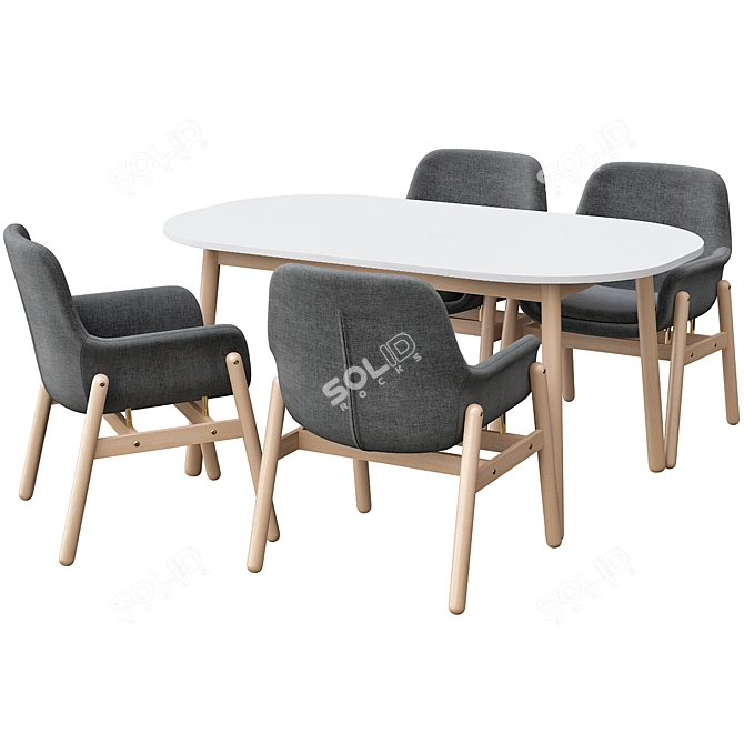 Elegant Vedbo Dining Set 3D model image 4