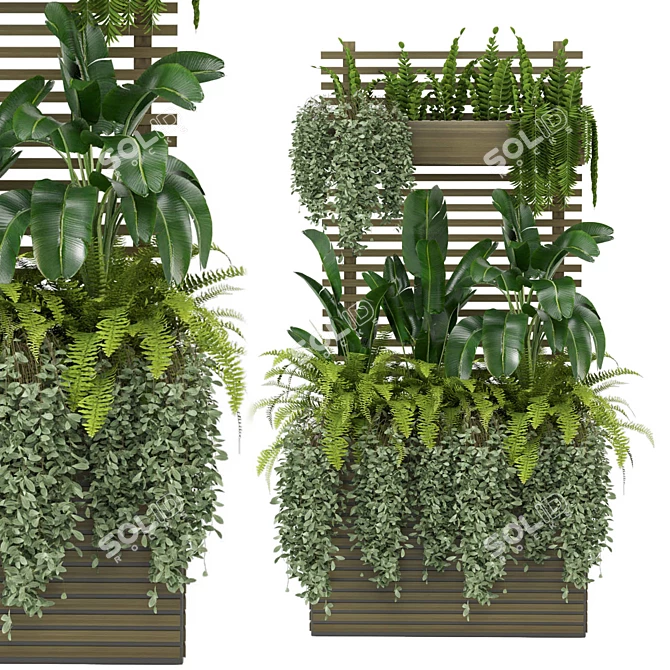 Rustic Concrete Pot Shelf - Set 0073 3D model image 1