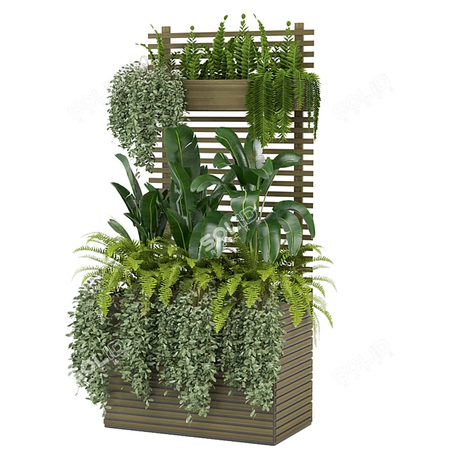 Rustic Concrete Pot Shelf - Set 0073 3D model image 2