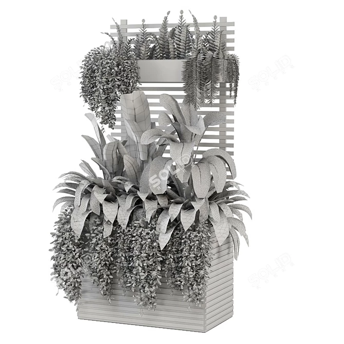 Rustic Concrete Pot Shelf - Set 0073 3D model image 6