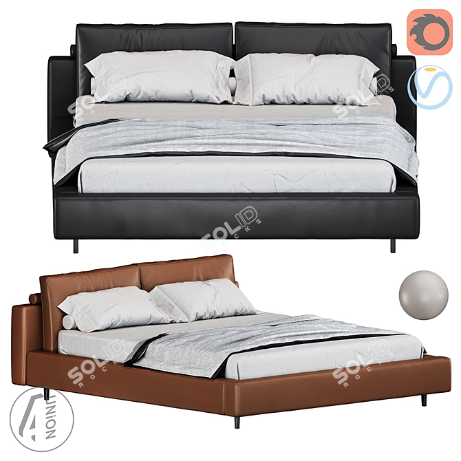 Insens SL-0035a Bed: Elegant and Comfortable 3D model image 1