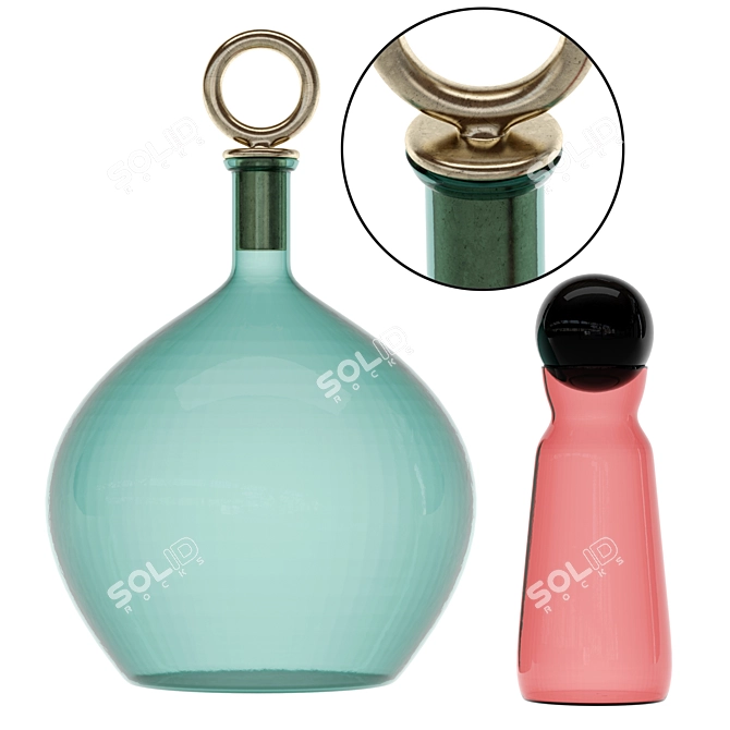 Elegant Glass Bottle 500ml 3D model image 1
