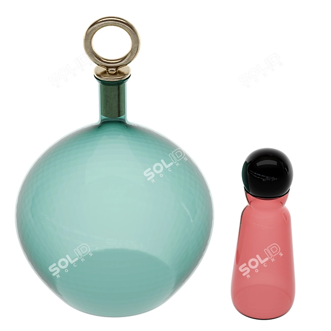 Elegant Glass Bottle 500ml 3D model image 2