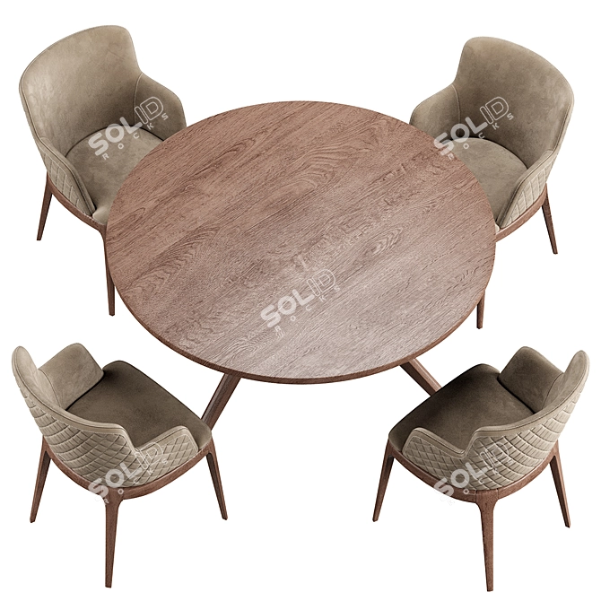 Magda Couture Chair & ROLF BENZ 965 Table Set 3D model image 5