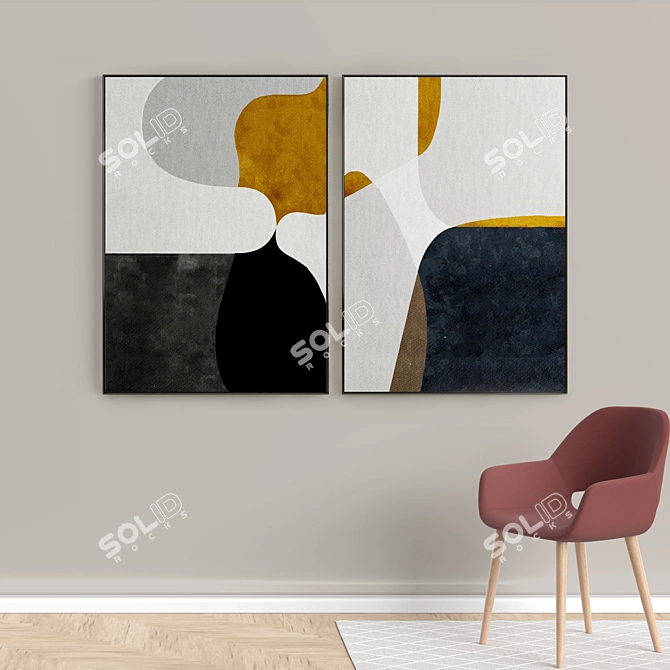 Minimal Abstract Photo Frame Set 3D model image 5