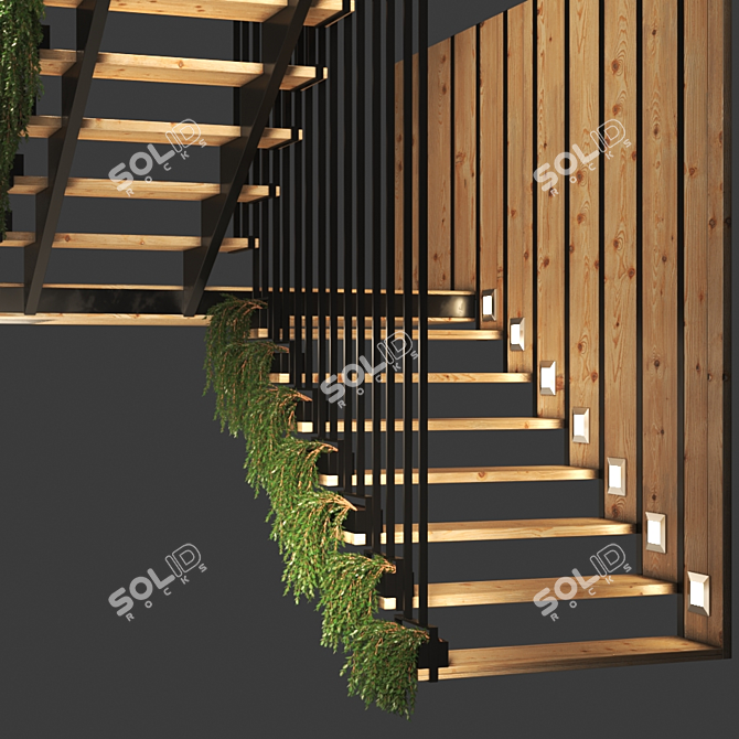 Infinite Ascend: Expandable Modern Staircase 3D model image 2