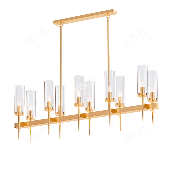 Elegant Brass Line Chandelier 3D model image 1