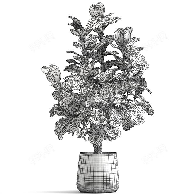 Tropical Plant Collection: Reclaimed Iron Pot 3D model image 7