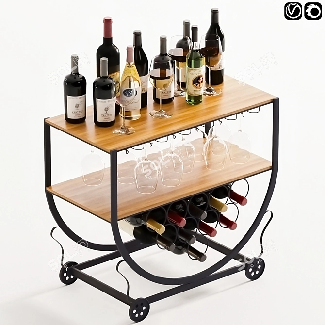 Elegant Liquor serving trolley 3D model image 1