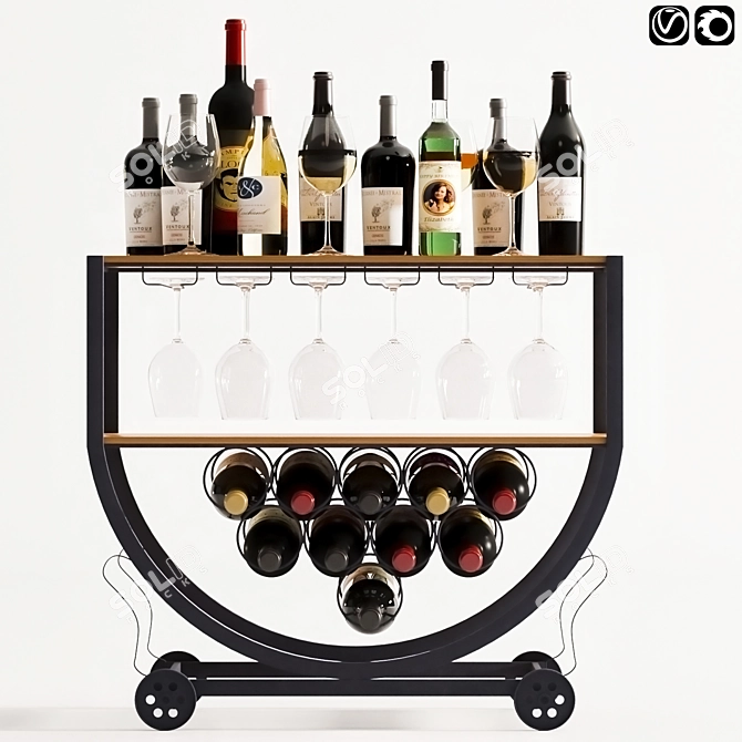 Elegant Liquor serving trolley 3D model image 2