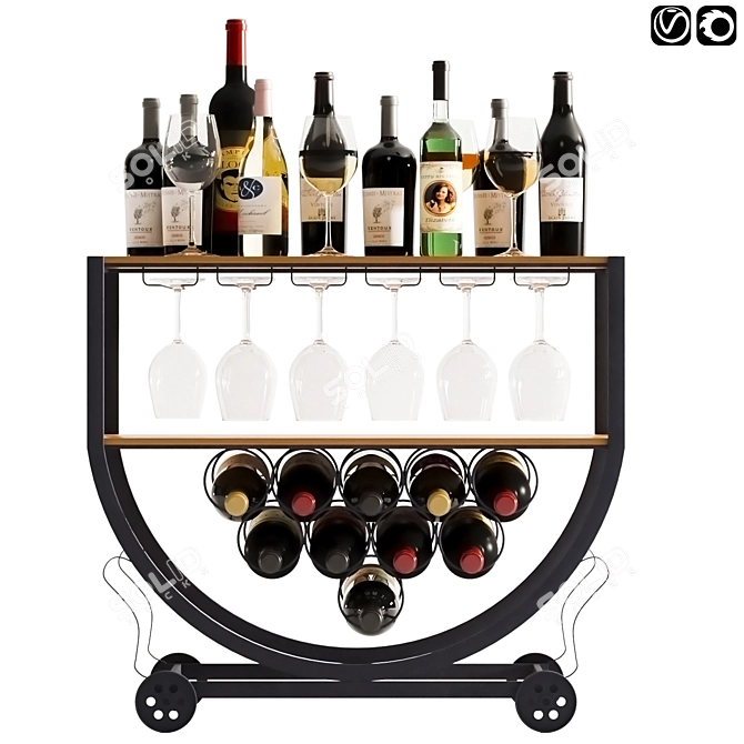 Elegant Liquor serving trolley 3D model image 5