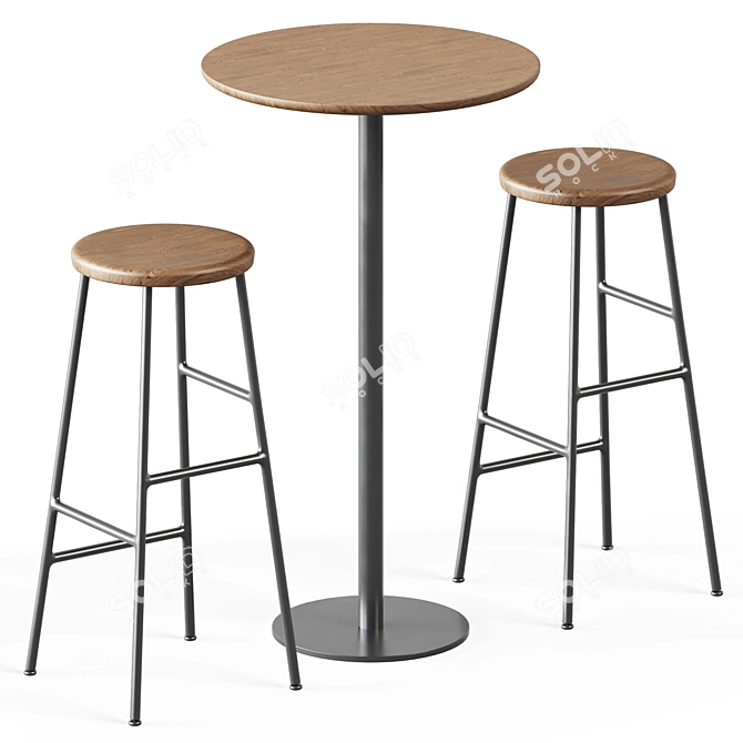 Sleek Mix & Fix Table + Cornet Bar Stool 3D model image 1