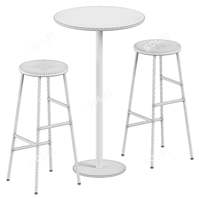 Sleek Mix & Fix Table + Cornet Bar Stool 3D model image 2