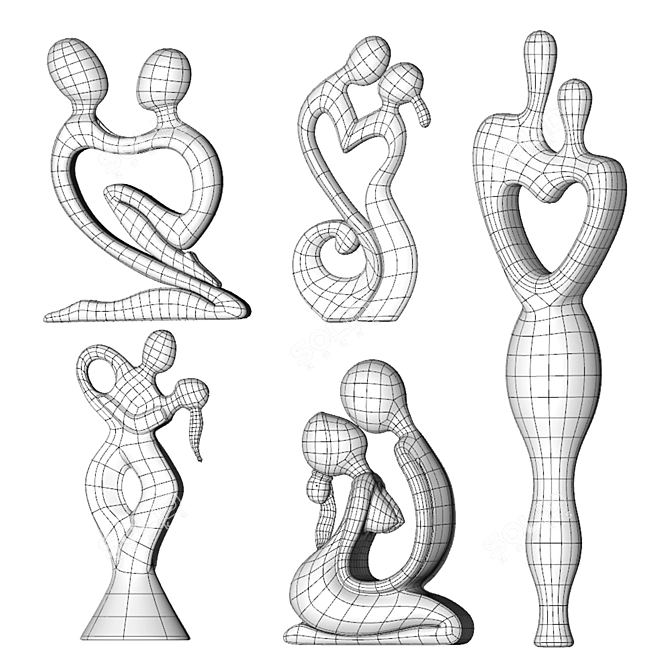 Sculpture Love Kiss Duo 3D model image 3