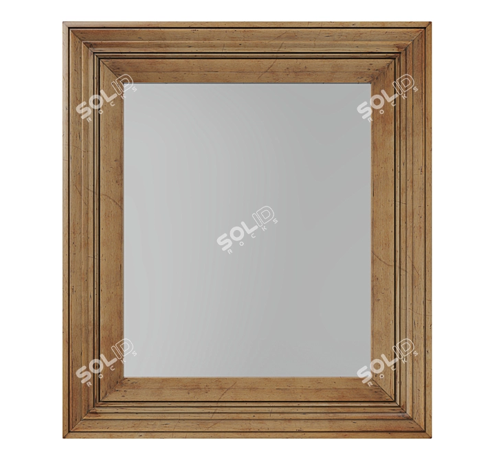 Rustic Wooden Wall Mirror in Frame 3D model image 1