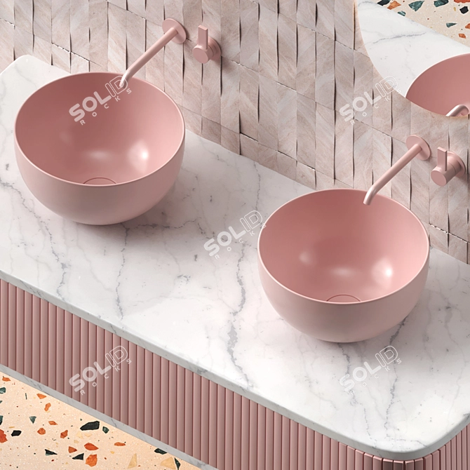 Luxury Marble Bathroom Set 3D model image 9