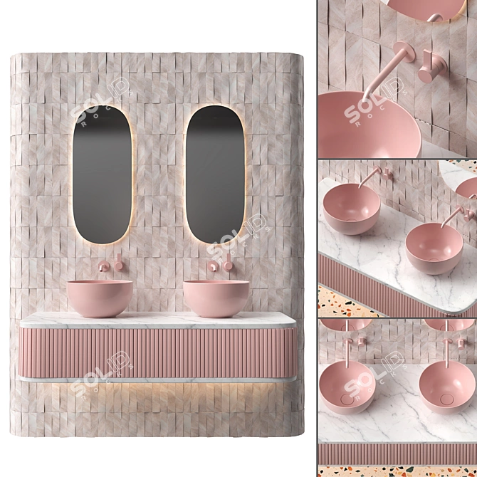 Luxury Marble Bathroom Set 3D model image 10