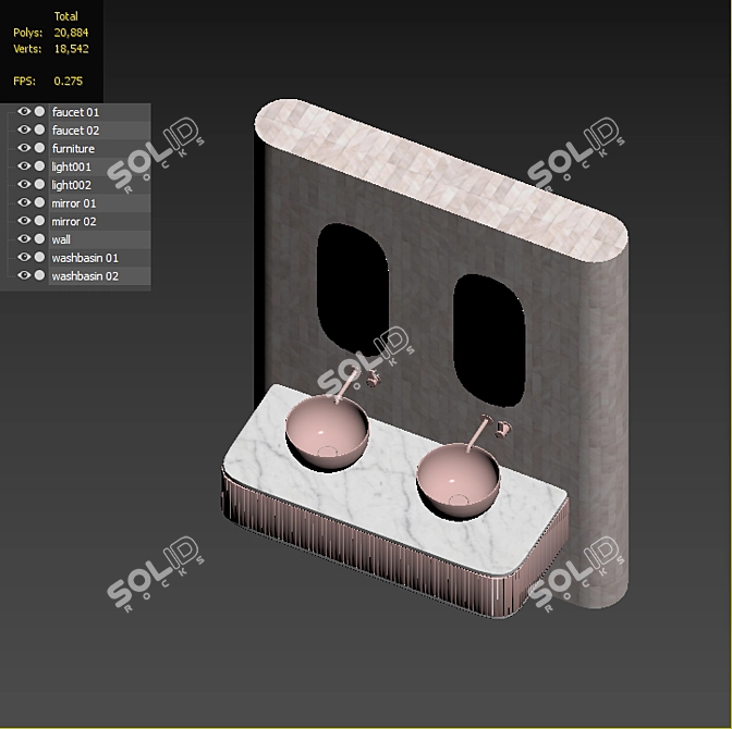 Luxury Marble Bathroom Set 3D model image 13