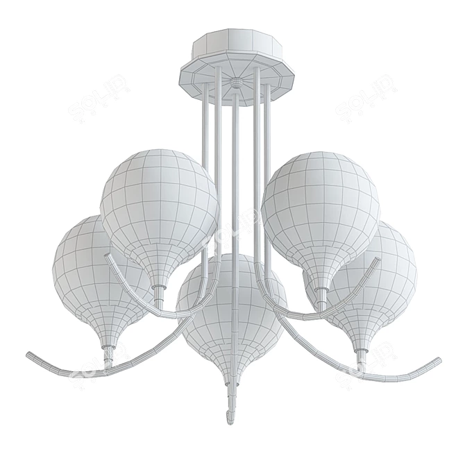 Elegant Glass Shade Chandelier 3D model image 2