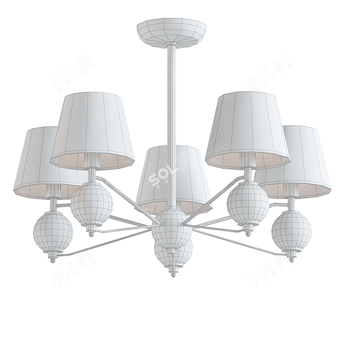 Elegant Golden Chandelier with Lampshades 3D model image 2