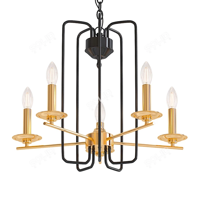 Sleek Black Chandelier: 0190CL 5BK 3D model image 1