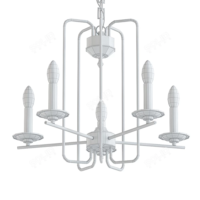 Sleek Black Chandelier: 0190CL 5BK 3D model image 2