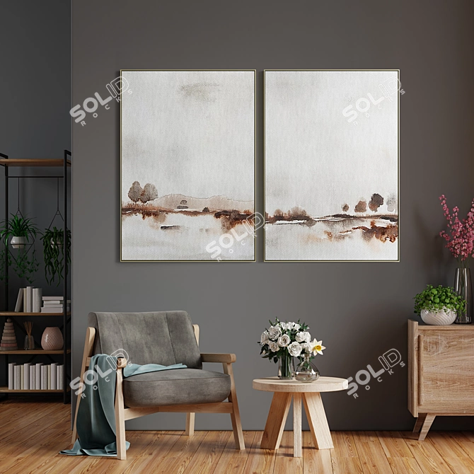 Modern Abstract Photo Frame Set 3D model image 4