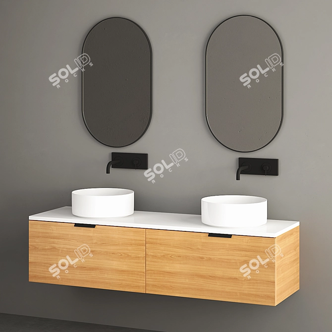 Sleek 1600mm Modern Bathroom Cabinet 3D model image 4