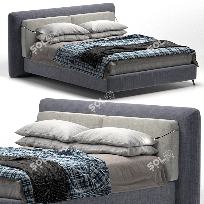 Stylish Felis Penny Bed with Cushioned Headboard 3D model image 1