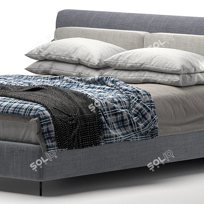 Stylish Felis Penny Bed with Cushioned Headboard 3D model image 3