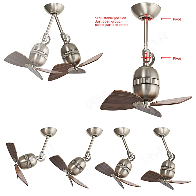 Elegant Vedra Ceiling Fan 3D model image 4