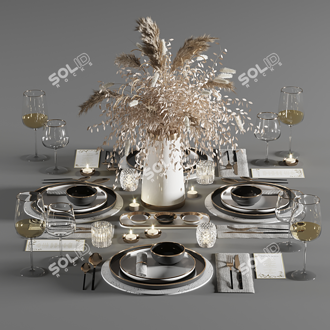 Elegant Tableware Set1: 2016 Edition 3D model image 6