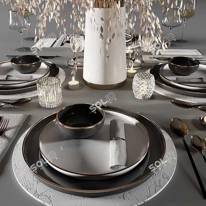 Elegant Tableware Set1: 2016 Edition 3D model image 10