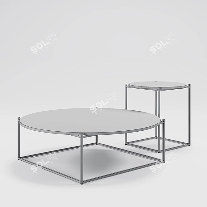 Elegant Wendelbo Circle Marble Table Set 3D model image 2