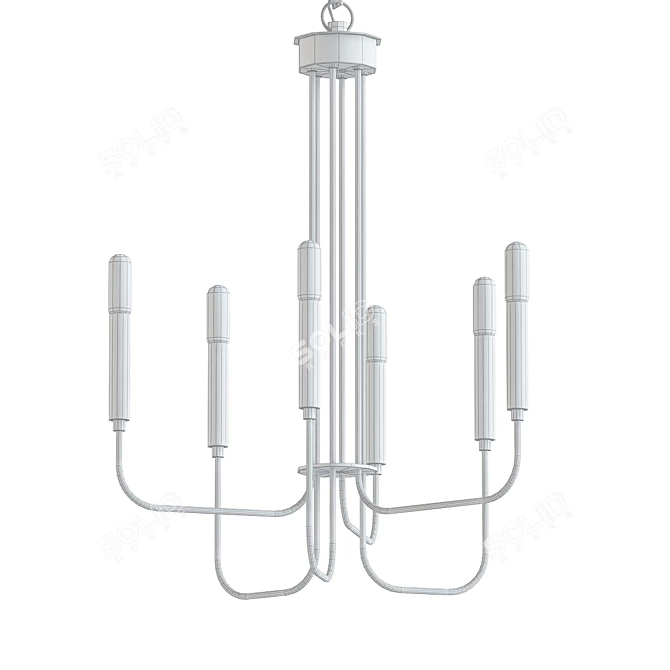 Elegant 6-Light Candle Chandelier 3D model image 2