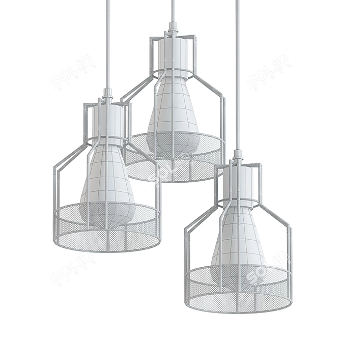 Rustic Metal Cage Pendant Lights 3D model image 2