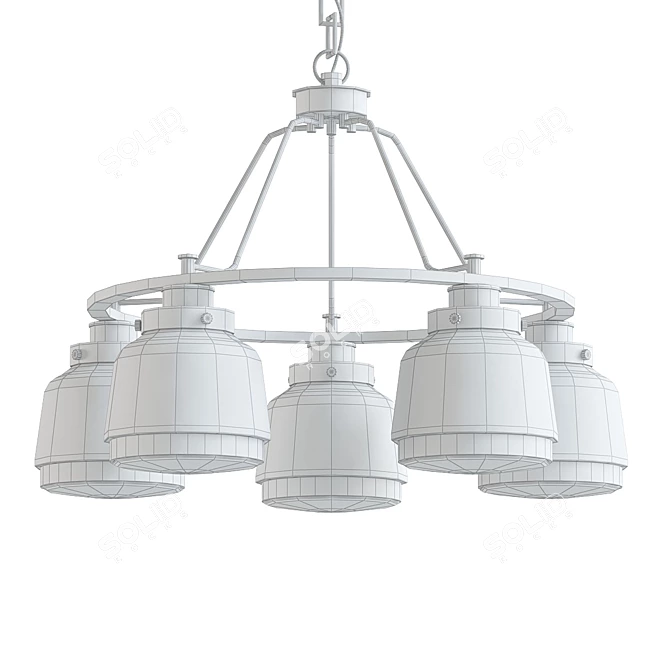 Vintage Wagon Wheel Chandelier 3D model image 2