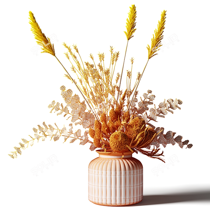 Elegant Grass Bouquet: Tall, Eucalyptus & Banksias 3D model image 2