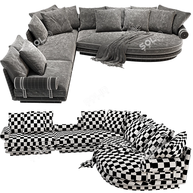 Modern B&B Noonu Corner Sofa 3D model image 4