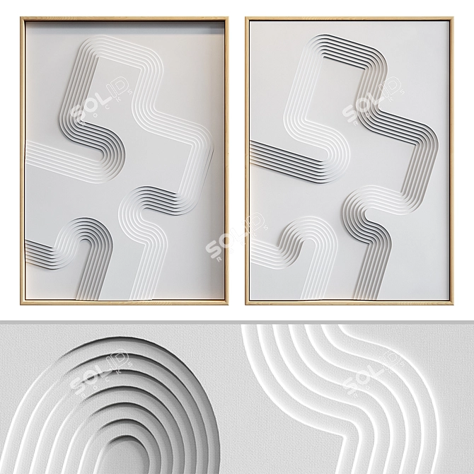 Relief Art Set 2: White Symmetry 3D model image 2