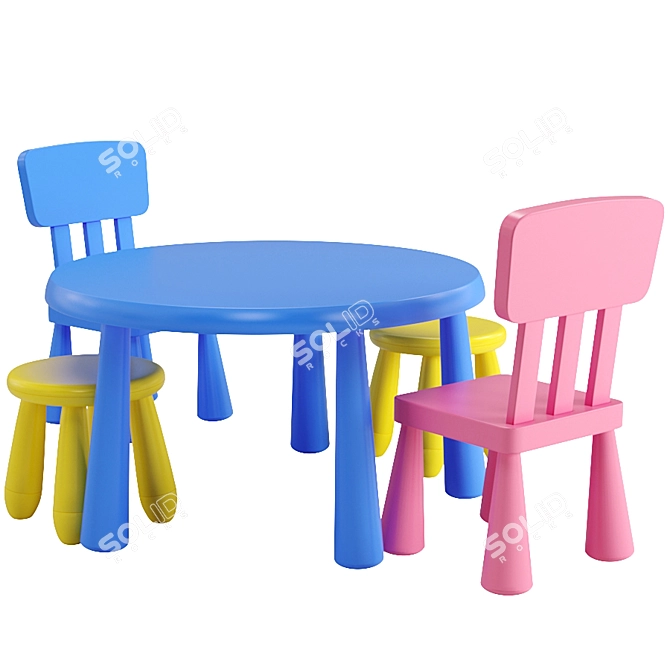 Mammut Kids Table Set 3D model image 7
