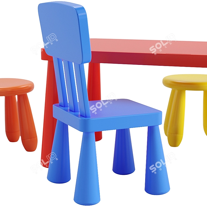 Mammut Kids Table Set 3D model image 2