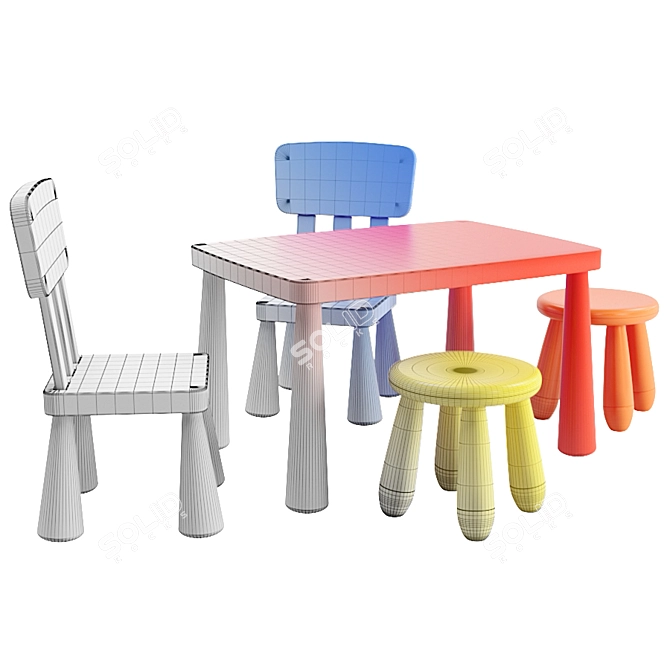 Mammut Kids Table Set 3D model image 3