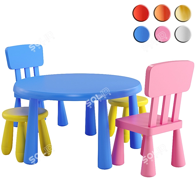 Mammut Kids Table Set 3D model image 4