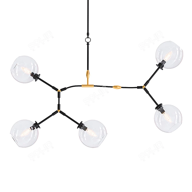 Modern Sputnik Linear Chandelier 3D model image 1