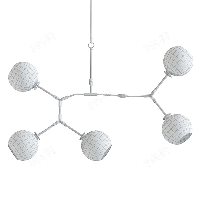 Modern Sputnik Linear Chandelier 3D model image 2
