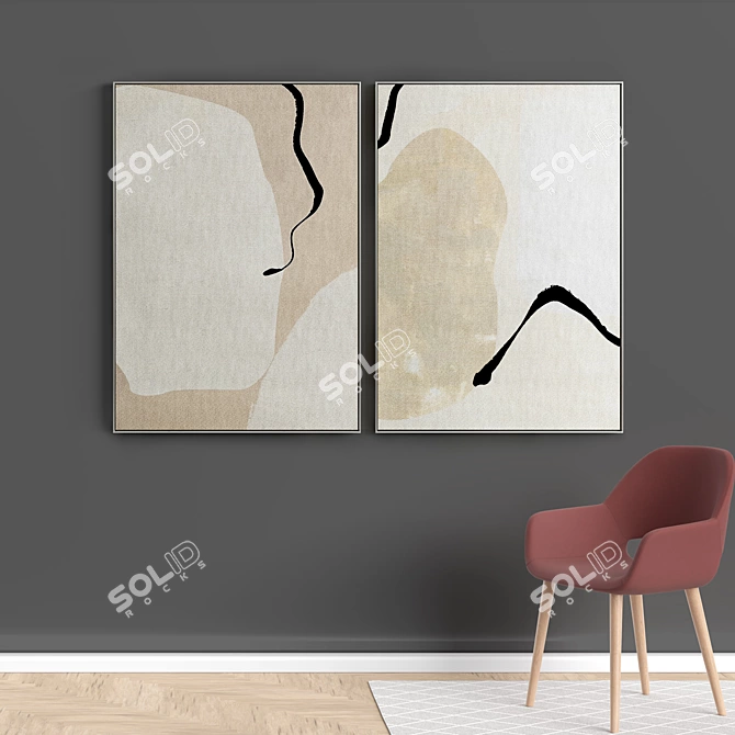 Modern Abstract Photo Frames - Set of 2 3D model image 5