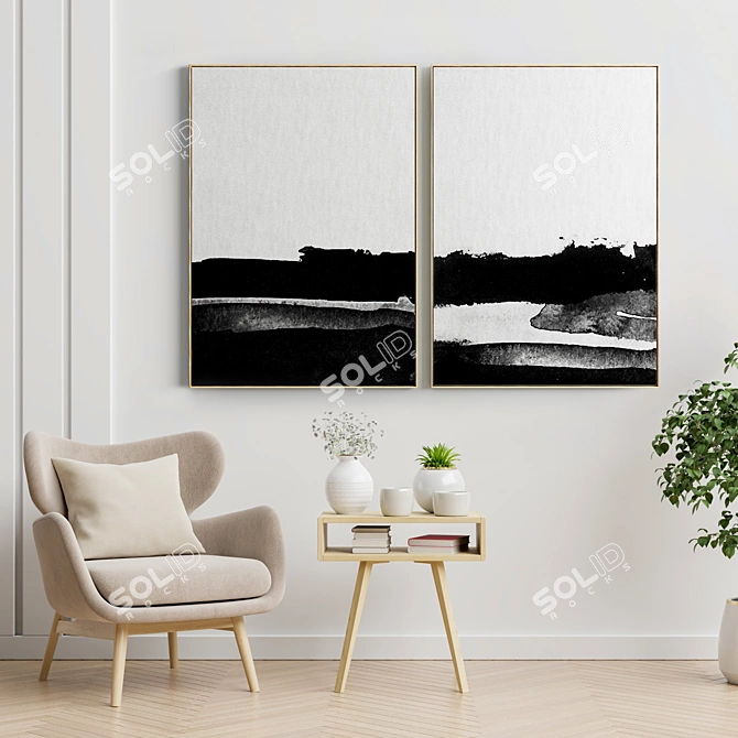 Modern Minimal Abstract Photo Frame 3D model image 2