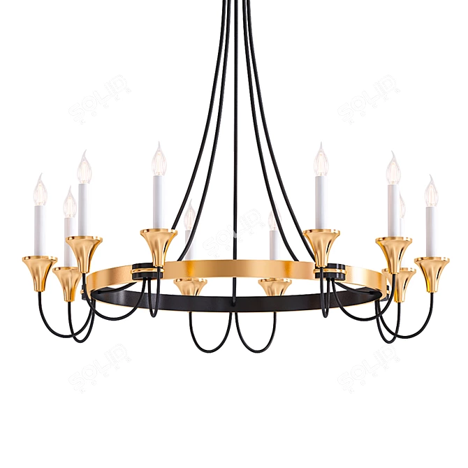 Hanlon 36 3: Sleek Black and Gold Chandelier 3D model image 1